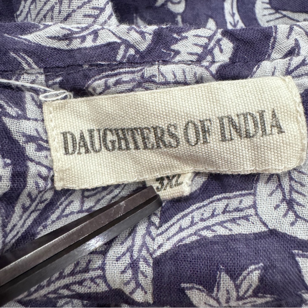 Daughters of India Kyra Mini Dress Cotton Blue Iris Boho Floral Flowy Blue 3XL - Picture 5 of 13